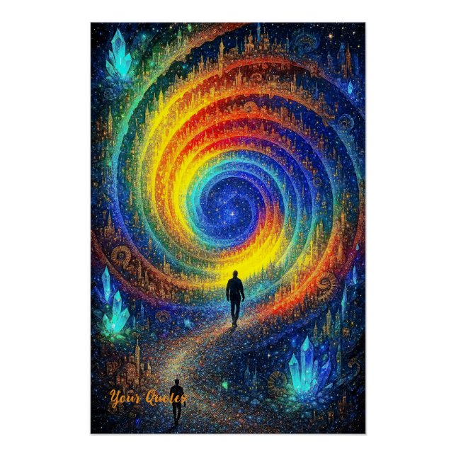 Kosmische Reise Galaxie Regenbogen Licht Surreal Poster (Vorderseite)