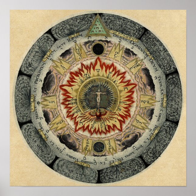 Kosmische Rose Mandala Symbol Poster (Vorne)
