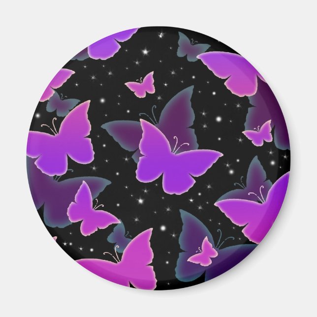 Kosmische Schmetterlinge in Lila Magnet (Vorne)