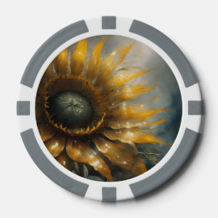 Kosmische Sonnenblume - AI Fantasy Digital Art Dru Pokerchips
