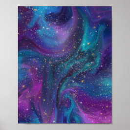 Kosmische Tinte | Türkisblaue Lila Galaxie Poster