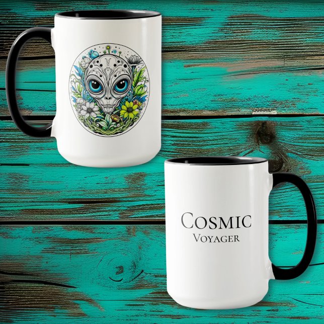 kosmische Voyager | Alien Extraterrestriale Floral Tasse (Von Creator hochgeladen)