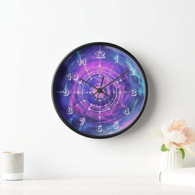 Kosmische Wall-Uhr, 10" runder, schwarzer Holzrahm Uhr (Zuhause)