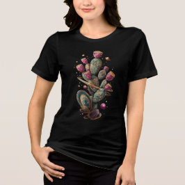 Kosmische Wüstenkaktuskunst Tri-Blend Shirt