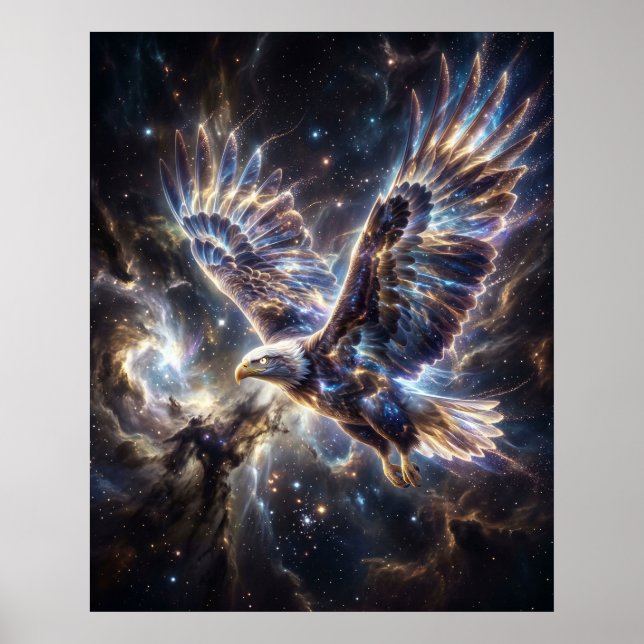 Kosmischer Adler Starstorm Flug Poster (Vorne)