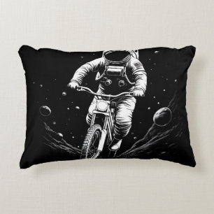 Kosmischer Astronauten-Fahrrad-Raum-Abenteuer Dekokissen