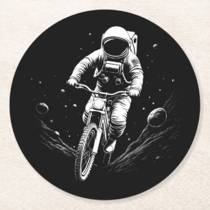 Kosmischer Astronauten-Fahrrad-Raum-Abenteuer Runder Pappuntersetzer
