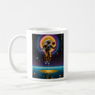 Kosmischer Astronautenbasketball über Gold Planet  Kaffeetasse