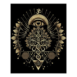 Kosmischer Baum des Lebens - DNA und Sacred Geomet Poster