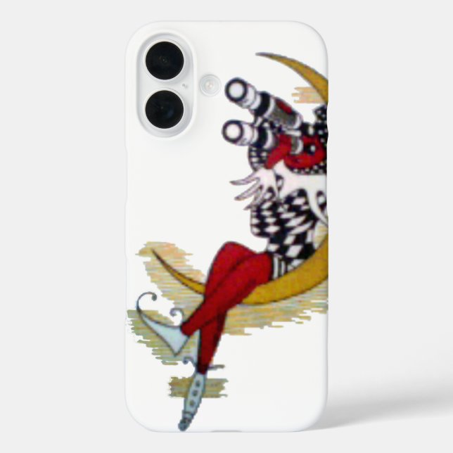 Kosmischer Blick: Elf auf dem Mond iPhone 16 Hülle (Rückseite)