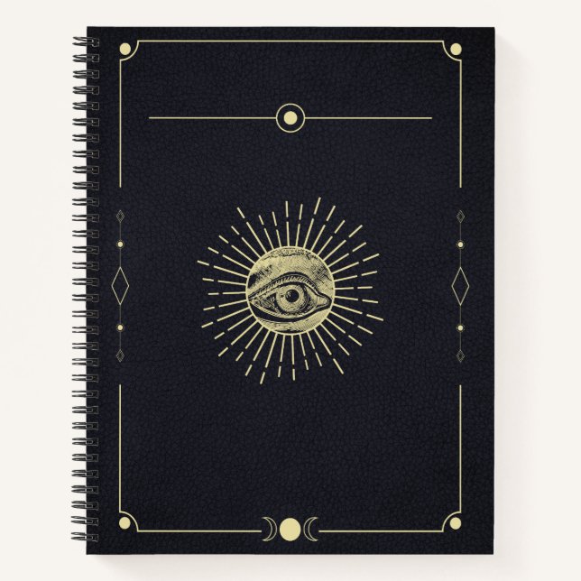 Kosmischer Blick - Goldene ösoterische Dekade Notizbuch (Vorderseite)