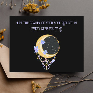 Kosmischer Blumenmond Inspiration Zitat Postkarte