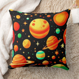 Kosmischer Cartoon in warmen Farbtönen Kissen
