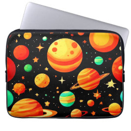 Kosmischer Cartoon in warmen Farbtönen Laptopschutzhülle