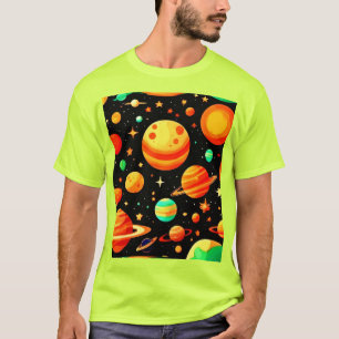 Kosmischer Cartoon in warmen Farbtönen T-Shirt