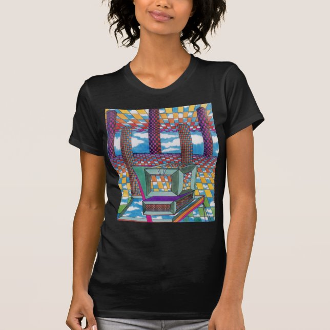 Kosmischer Computer-Technologie-Kopf durch T-Shirt (Vorderseite)