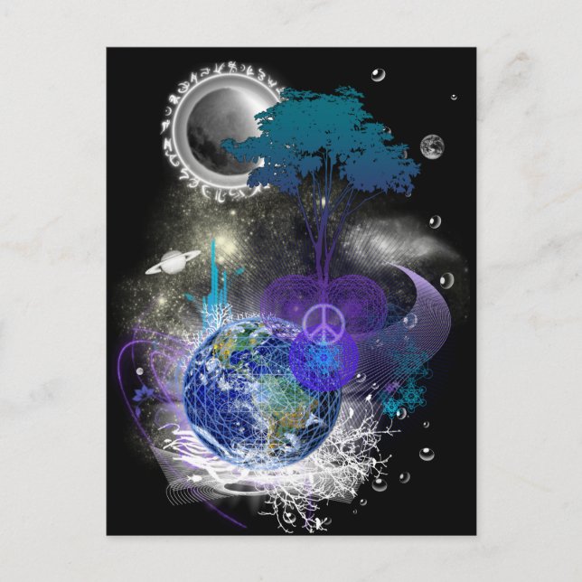 Kosmischer geometrischer Frieden Postkarte (Vorderseite)