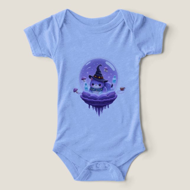 Kosmischer Hexenkatzen-Kawaii-Babysuit (Design Vorderseite)