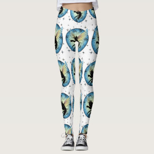 Kosmischer Katzenmond und Sterne Leggings