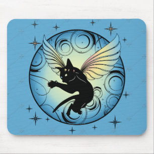 Kosmischer Katzenmond und Sterne Mousepad