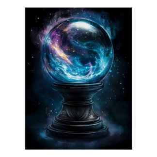Kosmischer Kristallball mystischer Visionen Poster