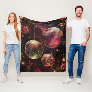 Kosmischer Kristallberingter Planet Fantasie Kunst Fleecedecke