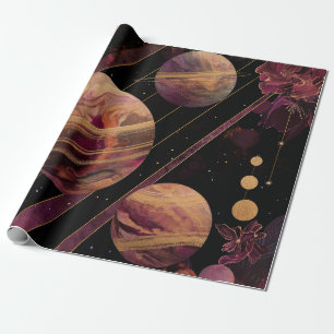 Kosmischer Kristallberingter Planet Fantasie Kunst Geschenkpapier