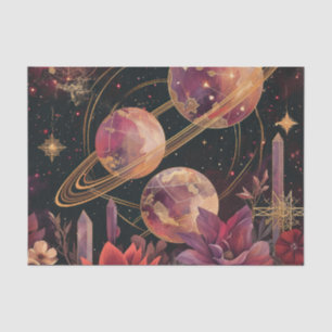 Kosmischer Kristallberingter Planet Fantasie Kunst Seidenpapier