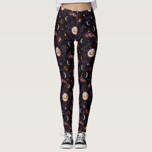 Kosmischer Kürbismond Bokeh - Spukhaft Himmlisch Leggings