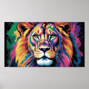 Kosmischer Löwenkönig - Psychedelisches Wildtier-M Poster