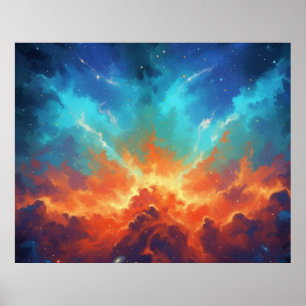 Kosmischer Nebel Abstrakt Galaxie Weltraum Kunst Poster