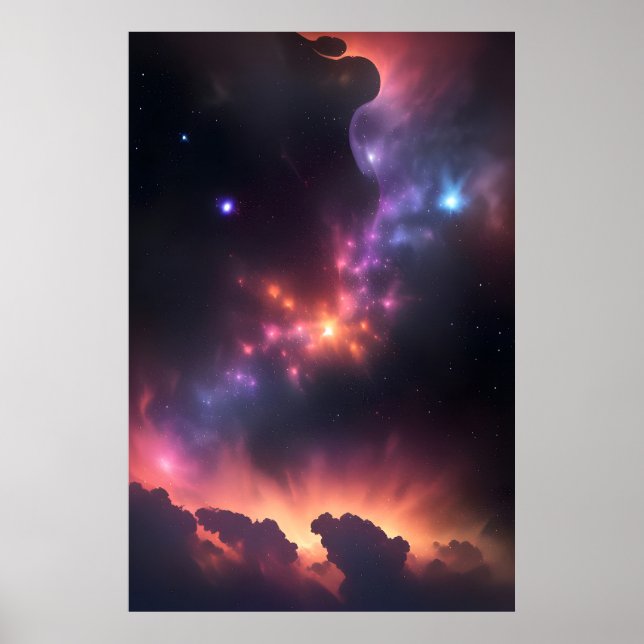Kosmischer Nebel und Galaxie Poster (Vorne)