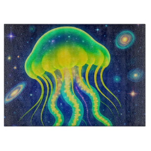 Kosmischer Neon Jellyfish Schneidebrett