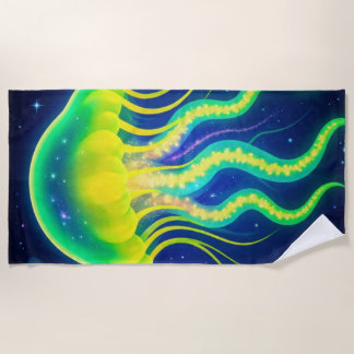 Kosmischer Neon Jellyfish Strandtuch