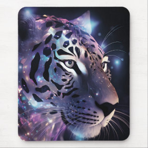 Kosmischer Neon-Leopard – Fantasy-Großkatzenkunst Mousepad