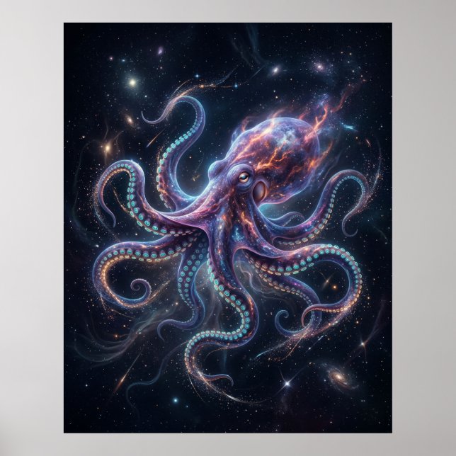 Kosmischer Oktopus Sternenabgrund Poster (Vorne)