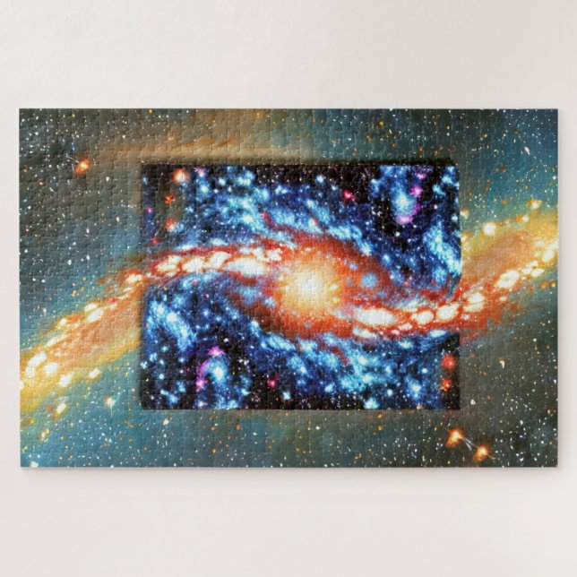 Kosmischer Orange- und Blauer Weltraum-Impressioni (Horizontal)
