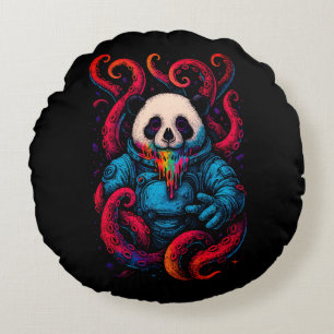 Kosmischer Panda Kraken Rundes Kissen