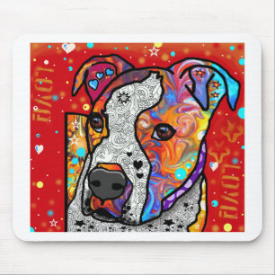 Kosmischer Pit Bull - Hell farbenfroh - Geschenkid Mousepad