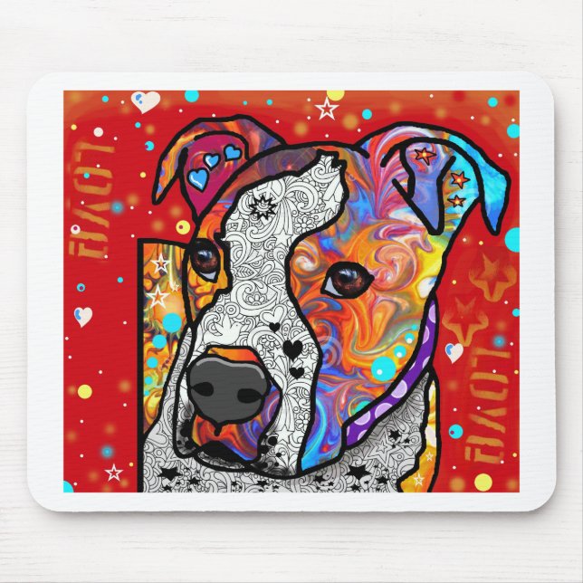 Kosmischer Pit Bull - Hell farbenfroh - Geschenkid Mousepad (Vorne)