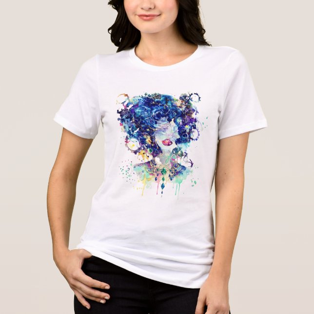 Kosmischer Power Blütenweibchen Grafischer T - Shi Tri-Blend Shirt (Vorderseite)