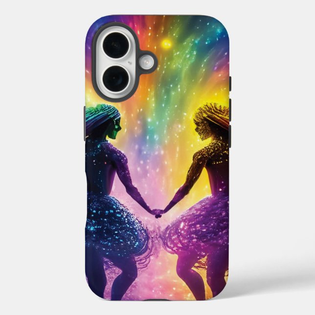 Kosmischer Regenbogen Liebhaber des Nebula Weltrau iPhone 16 Hülle (Rückseite)