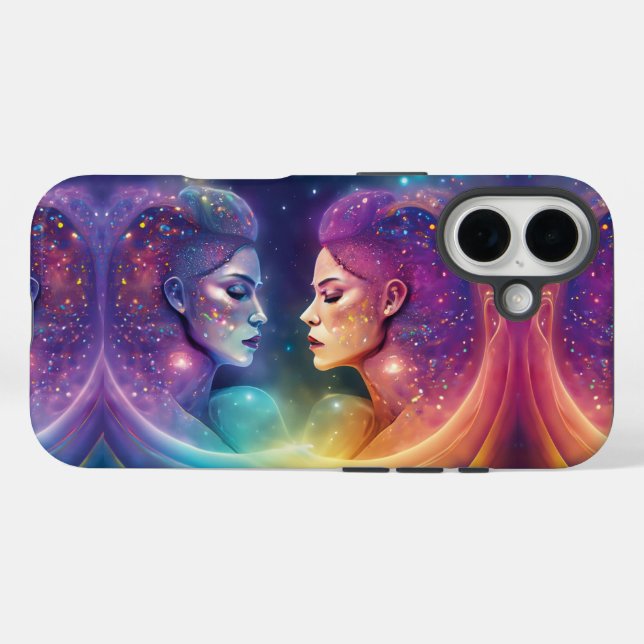 Kosmischer Regenbogen Liebhaber weiblicher Energie iPhone 16 Hülle (Rückseite (Horizontal))
