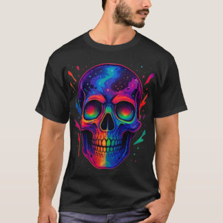 Kosmischer Regenbogenschädel T-Shirt