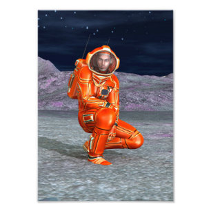 Kosmischer Reisender Surrealer Planetenlandschaft  Fotodruck