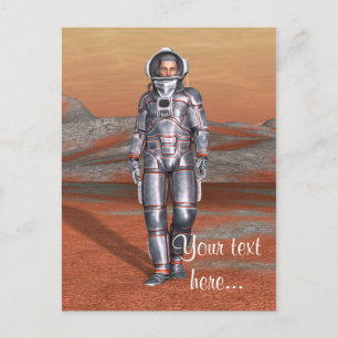 Kosmischer Reisender Surrealer Planetenlandschaft Postkarte