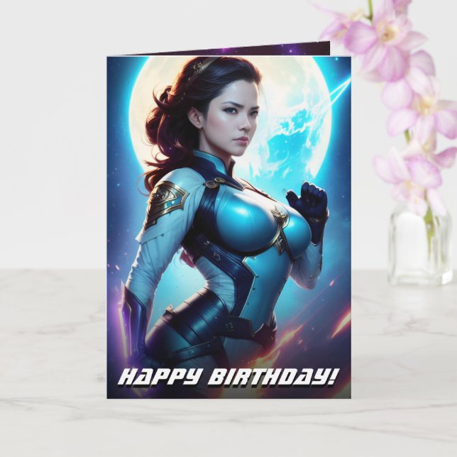 Kosmischer Retro 50er Jahre Sci-Fi Nova Space Rang Karte (Orchidee)