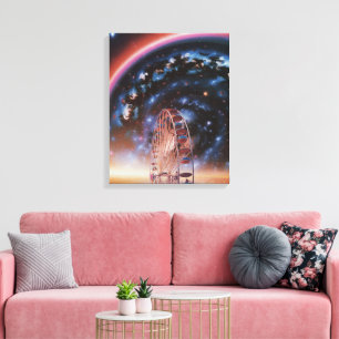 Kosmischer Riesenrad unter einer Neon-Galaxie Leinwanddruck