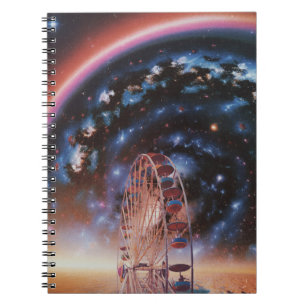  Kosmischer Riesenrad unter einer Neon-Galaxie  Notizblock