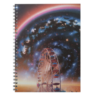  Kosmischer Riesenrad unter einer Neon-Galaxie  Notizblock